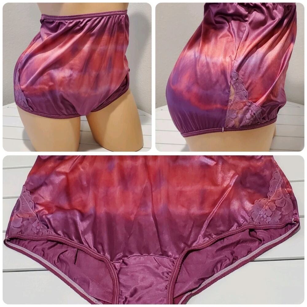 Vanity Fair Lace Nouveau Nylon Full Cut Panty Shiny Rainbow Shift Purple Blitz
